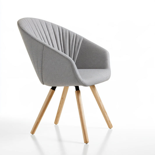 Accentfauteuil met stoffen bekleding, kleur lichtgrijs