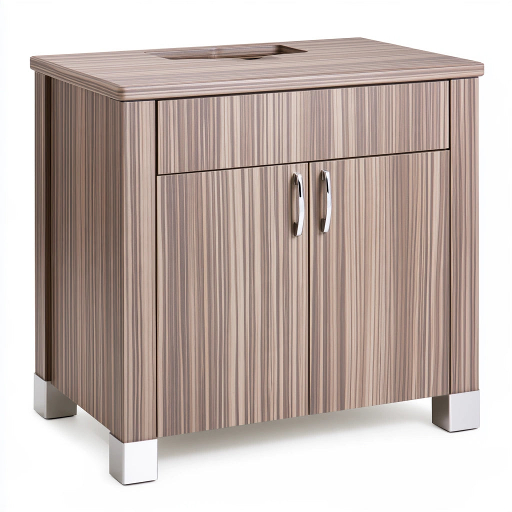 Wastafelkast van hout, kleur grijs