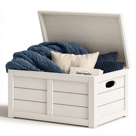 Houten opbergkist van hout, kleur wit