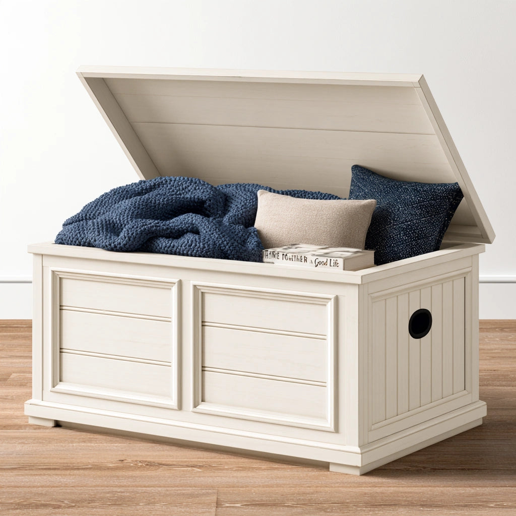 Houten opbergkist van hout, kleur wit