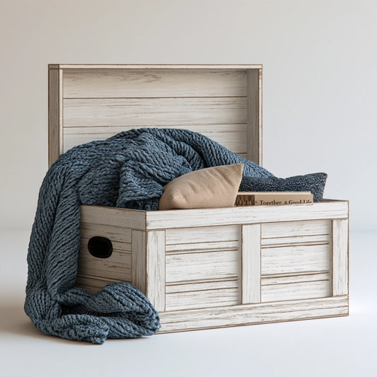Houten opbergkist van hout, kleur wit